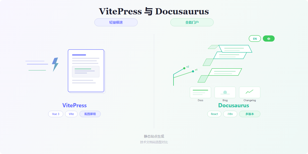 VitePress与Docusaurus对比：文档站框架怎么选？