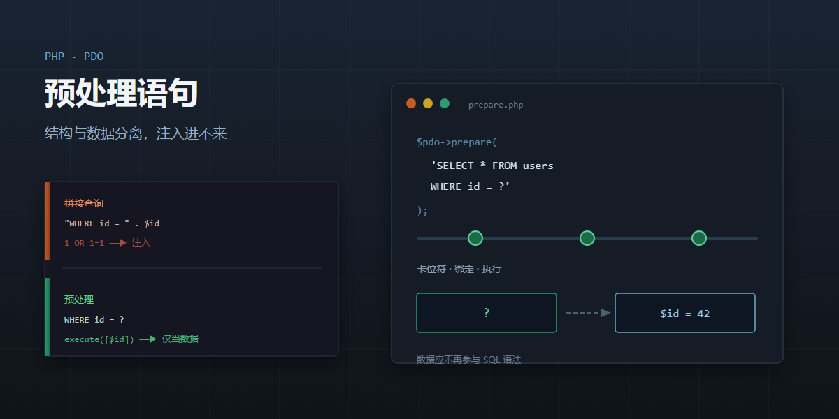 PHP PDO预处理实战:正确防SQL注入的写法